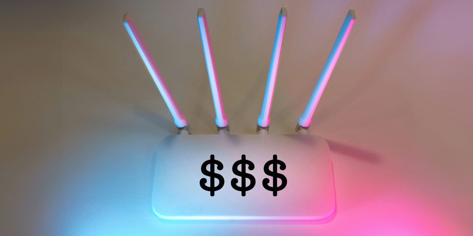 Most Americans are paying more for broadband – here are four solutions | A wireless router in colorful mood lighting